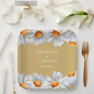 Happy Daisy Wedding Paper Plate