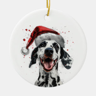 Happy Dalmatian Dog Christmas Personalized Ceramic Tree Decoration