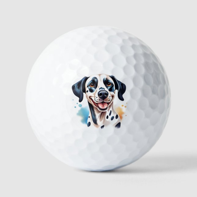 Happy Dalmatian Dog Pet Golf Balls (Front)