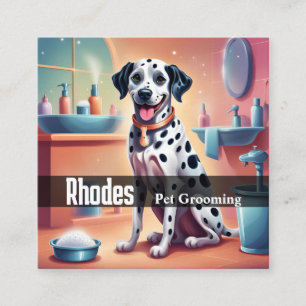 Happy Dalmatian Dog Pet Grooming Servies Pet Care Square Business Card