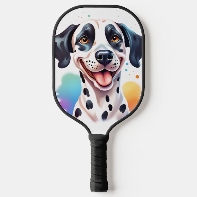 Happy Dalmatian Dog Pet Pickleball Paddle (Front)