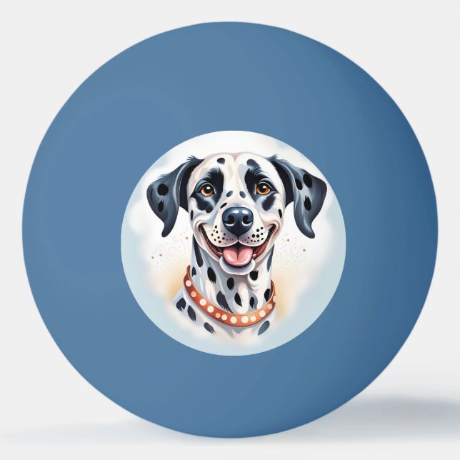 Happy Dalmatian Dog Pet Ping Pong Ball (Front)