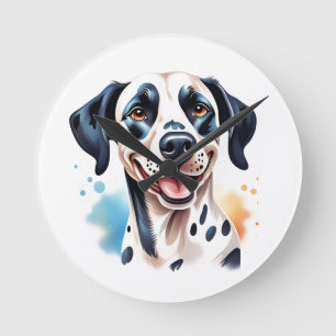 Happy Dalmatian Dog Pet  Round Clock