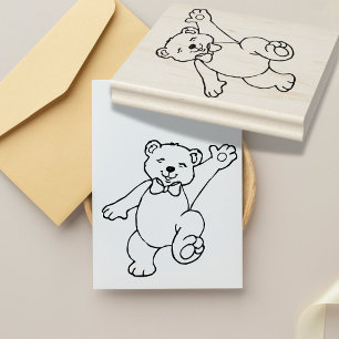 Happy Dance Teddy Bear Silhouette Rubber Stamp