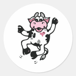 Happy Dancing Cow Classic Round Sticker
