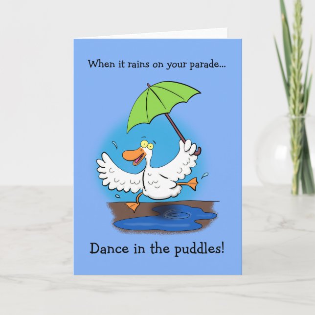 Happy dancing funny duck cartoon inspiration card (Front)