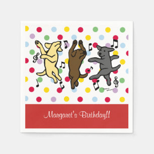 Happy Dancing Labrador Trio Happy Birthday Party Napkin