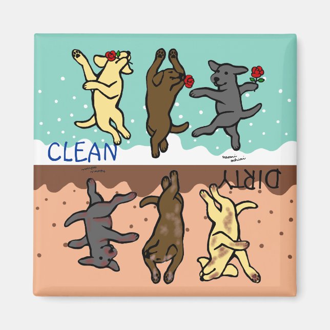 Happy Dancing Labradors Clean / Dirty Dishwasher Magnet (Front)