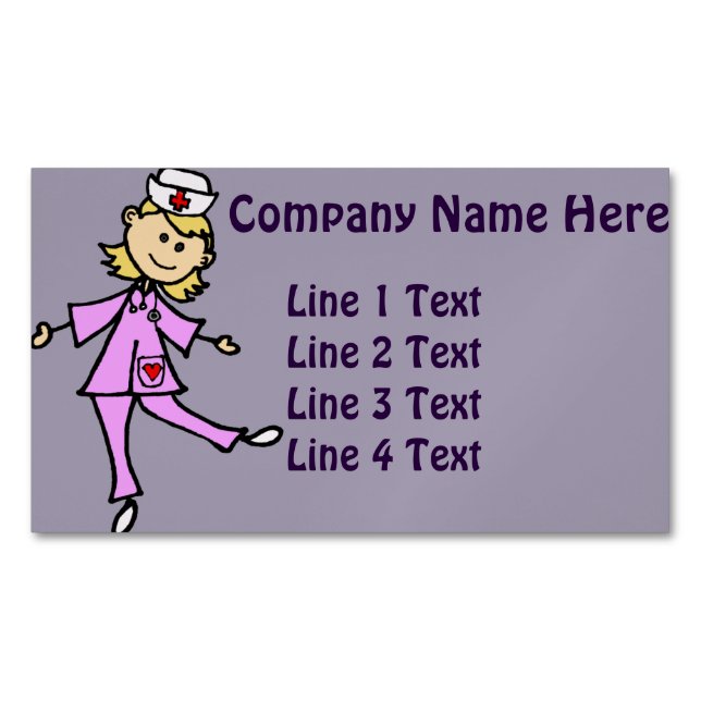 Happy Dancing Nurse Art Magnetic Business Card (Front)