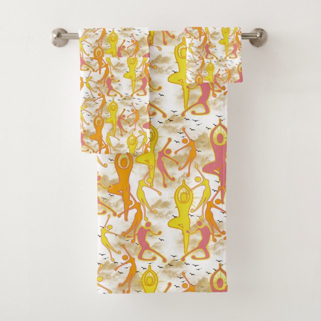Happy  Dancing Yoga Girls  Bath Towel Set (Insitu)