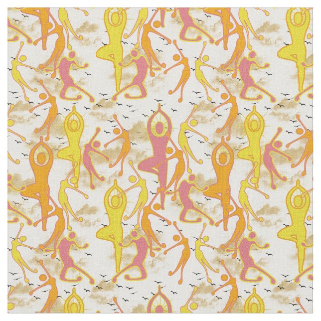 Happy  Dancing Yoga Girls  Fabric (Close Up)