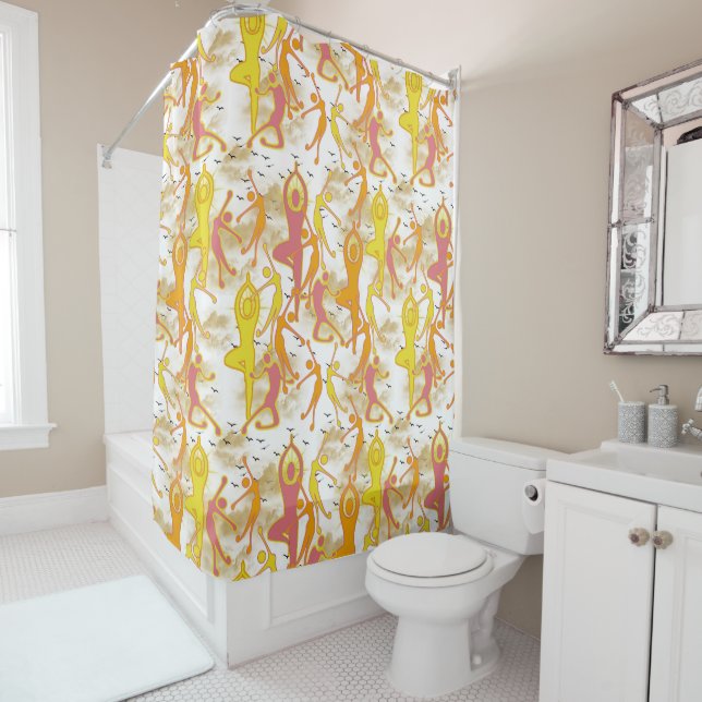 Happy  Dancing Yoga Girls  Shower Curtain (In Situ)