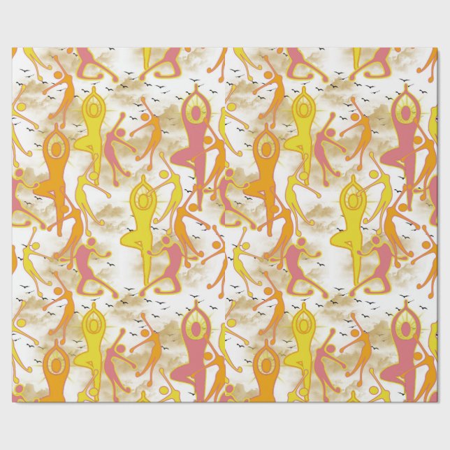 Happy  Dancing Yoga Girls  Wrapping Paper (Seam)