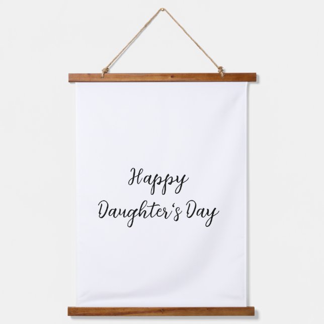 Happy daughters day si.ple minimal add name text t hanging tapestry (Front)