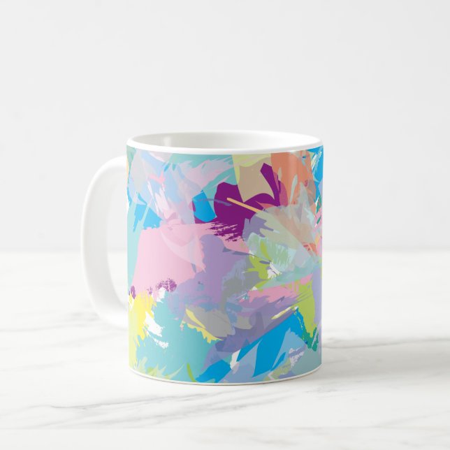 Happy Day Abstract Art Modern Colourful Coffee Mug (Front Left)