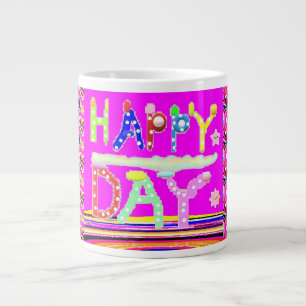 Happy day art design sugar candy brite colours large coffee mug