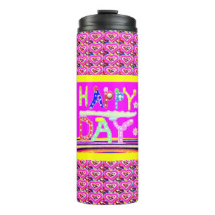 Happy day art design sugar candy brite colours thermal tumbler
