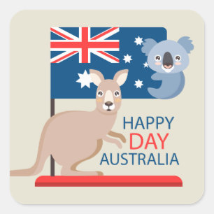 Happy Day Australia Square Sticker