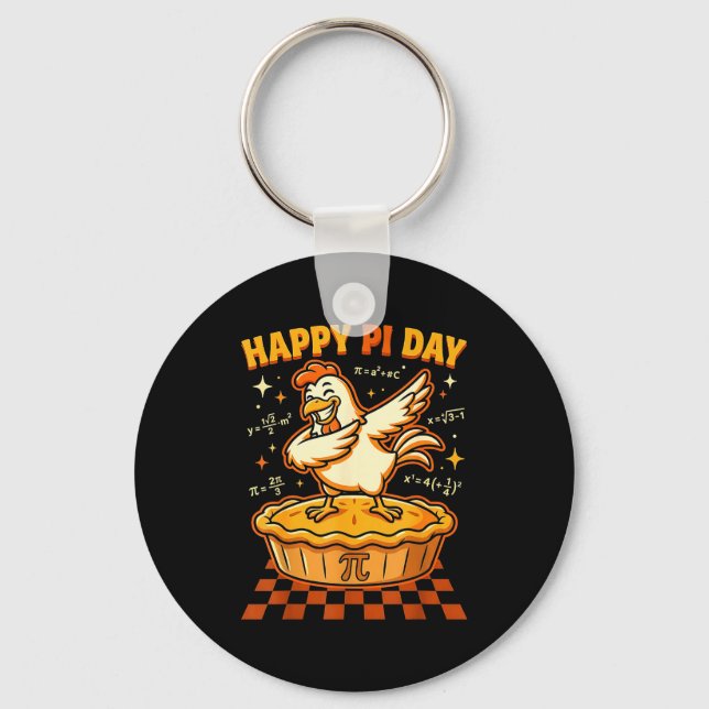 Happy day chicken pot day pie math lover geek 3.14 key ring (Front)