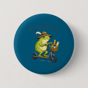 Happy day pie 3.14 frog scooter funny math teacher 6 cm round badge