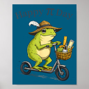 Happy day pie 3.14 frog scooter funny math teacher poster