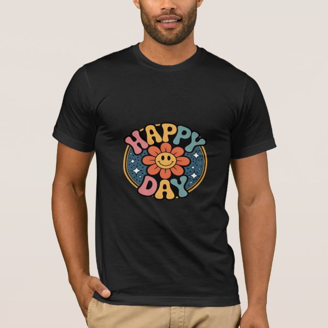 Happy Day Smiley Flower T-Shirt (Front)