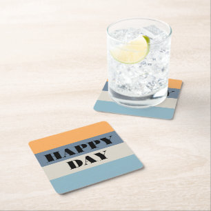 Happy Day Square Paper Coaster