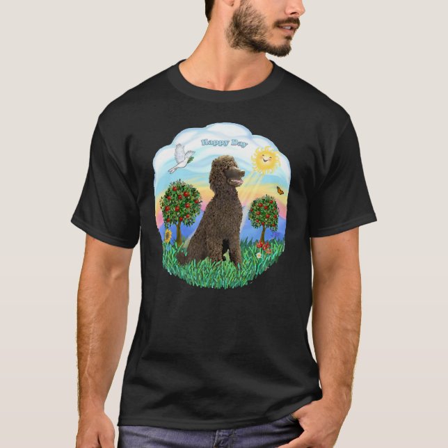 Happy Day With A Standard Poodle Chocolate T-Shirt (Front)
