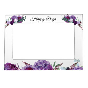 Happy Days Customisable Purple Floral Magnetic Frame