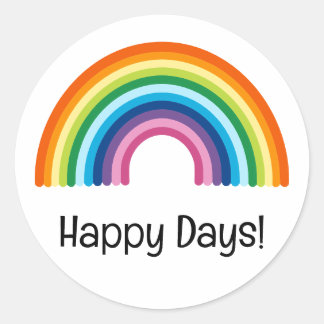 Happy Days Minimalist Rainbow Positivity Classic Round Sticker