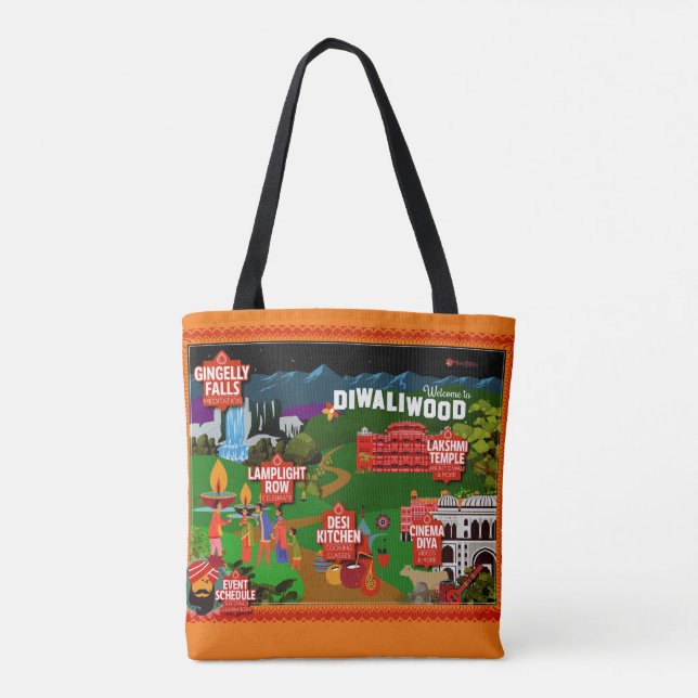 Happy Deepavali! Hindu Goddess Lakshmi. Hand Drawn Tote Bag (Back)