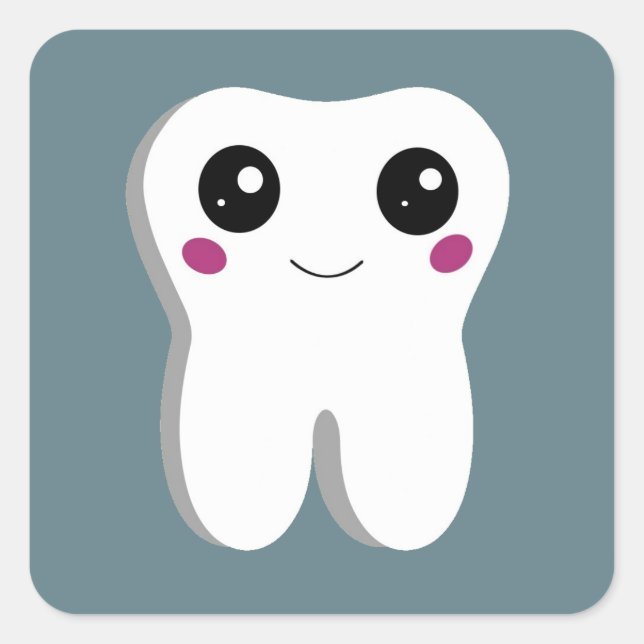 Happy Dental Tooth Cute Drawing  Square Sticker (Front)