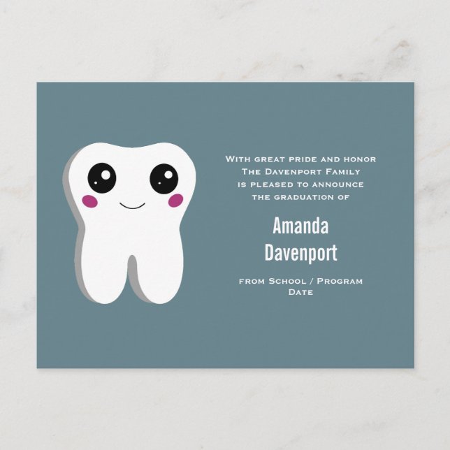 Happy Dental Tooth Graduation Announcement Postcard (Front)