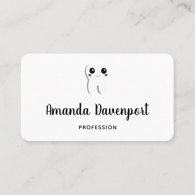Happy Dental Tooth Smiling Cute Business Card (Front)