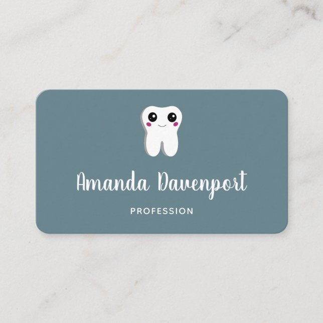 Happy Dental Tooth Smiling Cute Business Card (Front)