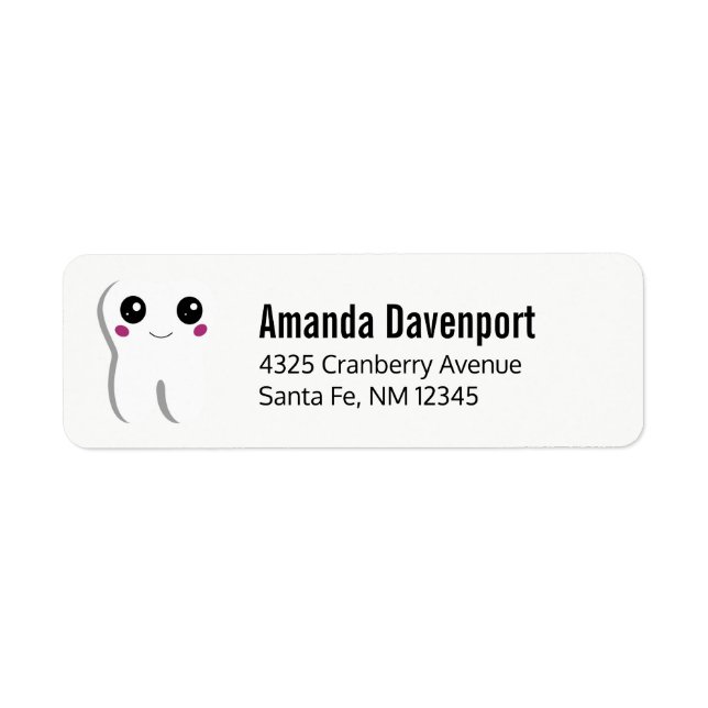 Happy Dental Tooth Smiling Cute Drawing Address (Front)