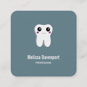 Happy Dental Tooth Smiling Cute Square Business Card
