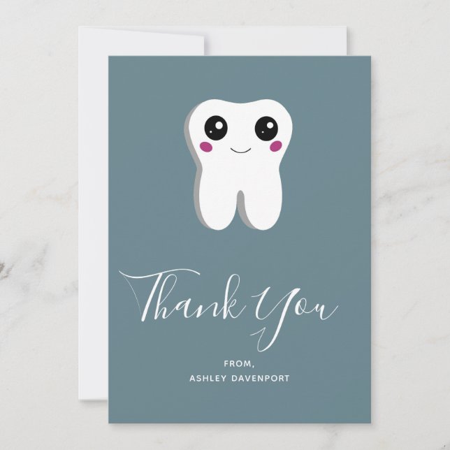 Happy Dental Tooth Smiling Cute Thank You Card (Front)