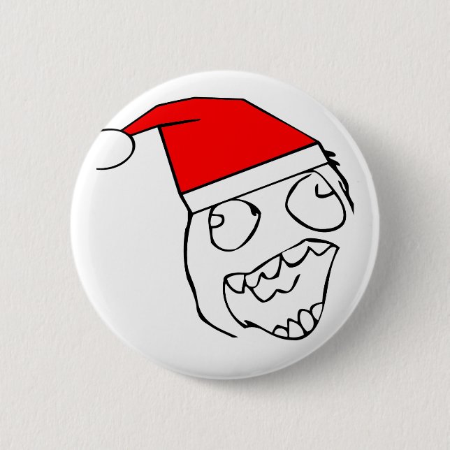 Happy derp santa - meme 6 cm round badge (Front)