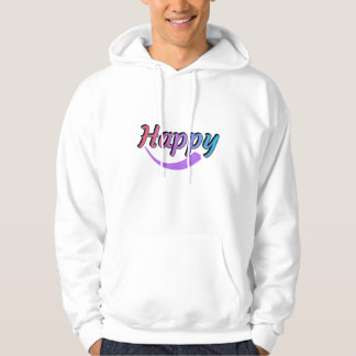 Happy design on a white hoodie
