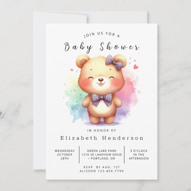 Happy Digital Bear Baby Shower Invitation (Front)