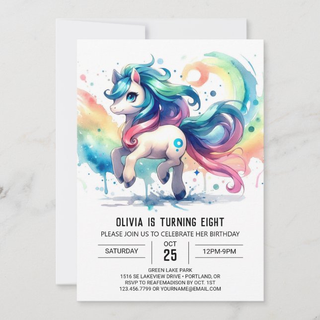 Happy Digital Horse Birthday Invitation (Front)