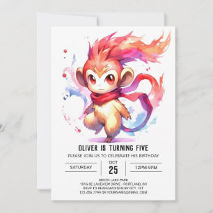 Happy Digital Monkey Birthday Invitation