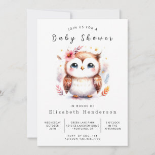 Happy Digital Owl Baby Shower Invitation