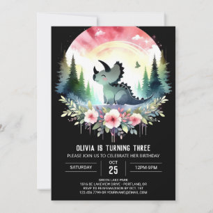 Happy Digital Triceratops Birthday Invitation