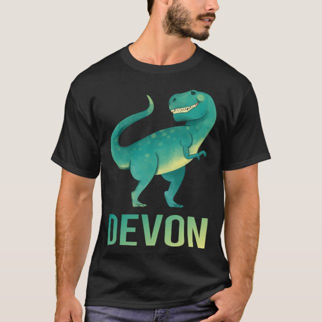 Happy Dinosaur - Devon Name T-Shirt (Front)