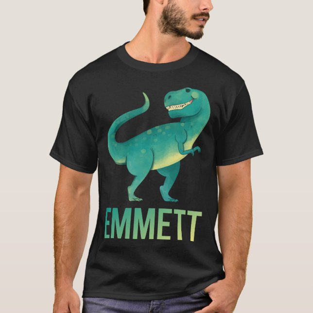 Happy Dinosaur - Emmett Name T-Shirt (Front)