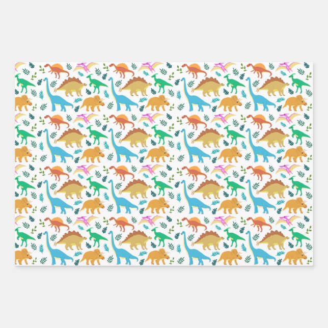 Happy Dinosaur for Toddle Girl Boy Wrapping Paper (Front)