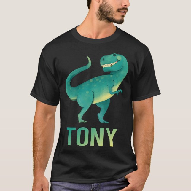 Happy Dinosaur - Tony Name T-Shirt (Front)