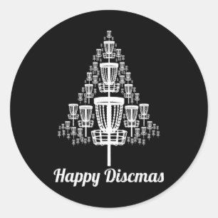Happy Discmas Christmas Tree Sket Disc Golf Disc G Classic Round Sticker